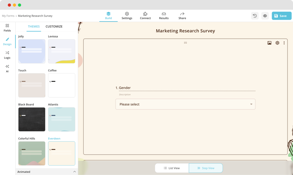 Altere o design da pesquisa de marketing