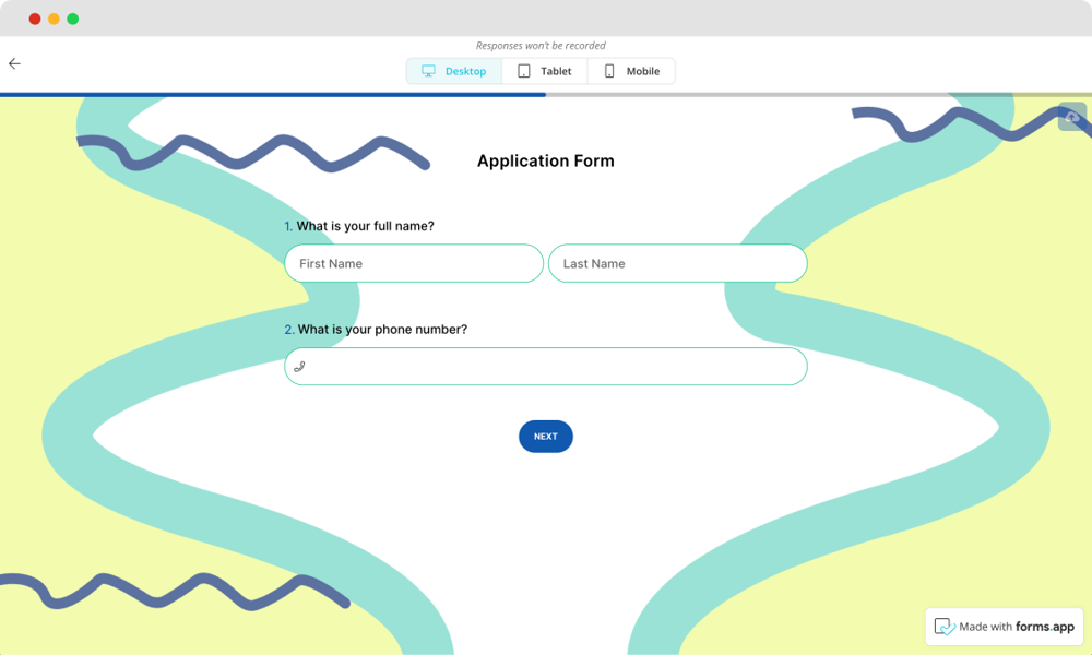 Test your application form