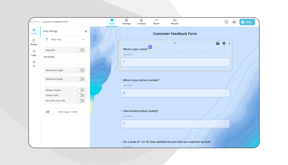 Geribildirim formu sorularınızı ekleyin