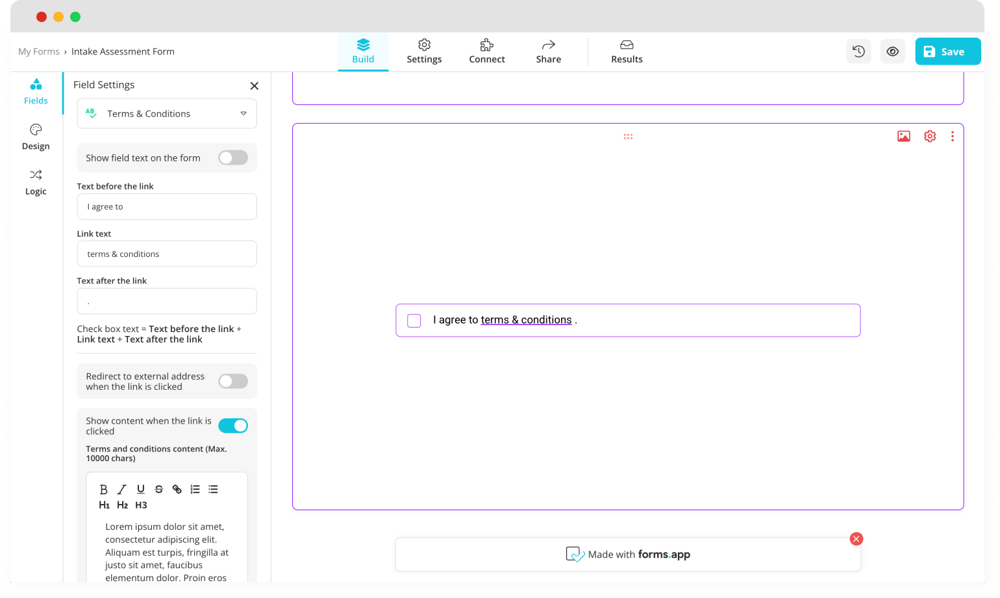 Add a Legal &amp; Consent field