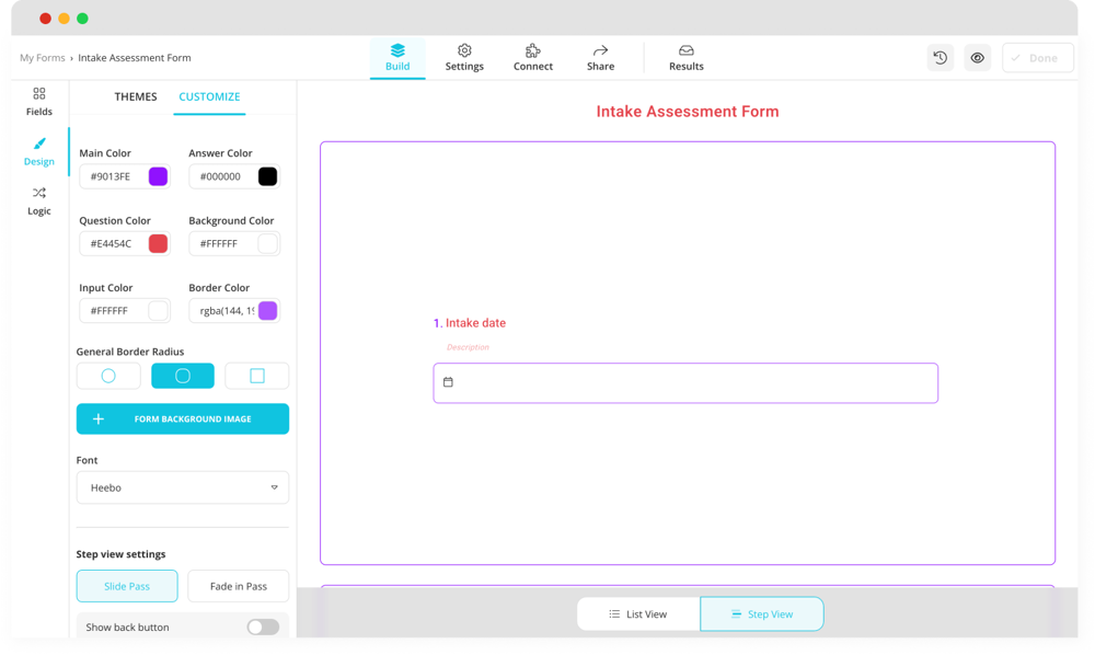 Customize your intake form