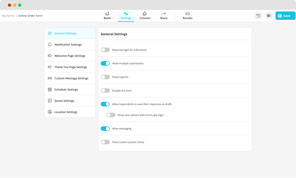 Personalize as configurações