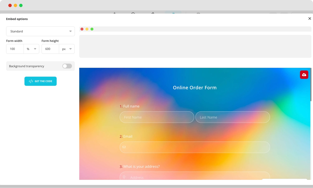 Escolha uma opção de incorporação
