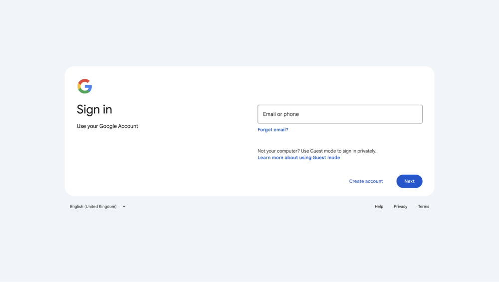 Log in to your Google account