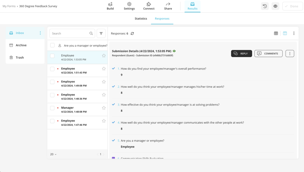 Check the respondents' answers