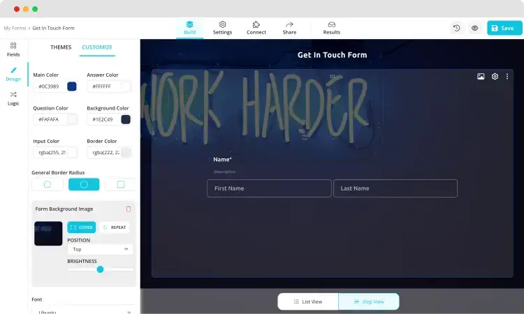 Customizing the design of your form