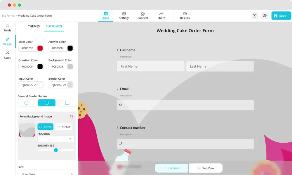 Customizing the design of your form