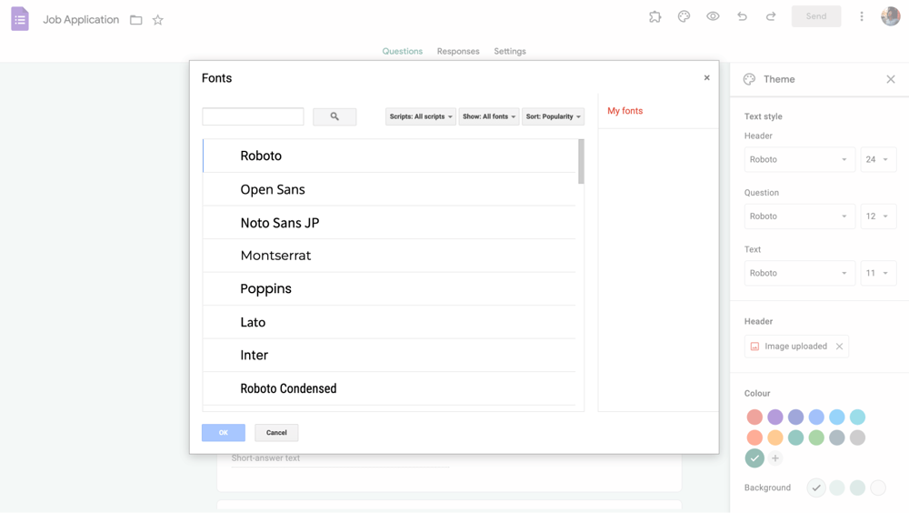 Encuentra todas las fuentes en Google Forms