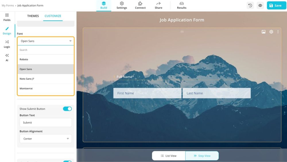 Elige una fuente adecuada para tu formulario