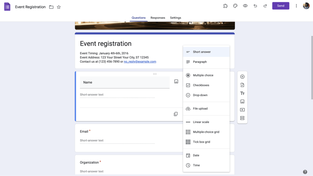 Soru ayarlarını özelleştirin