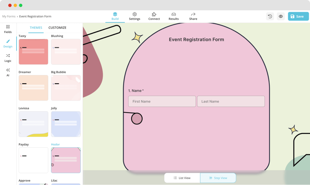 Formunuz için bir tema seçin