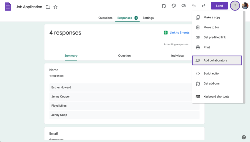 Add collaborators to your form