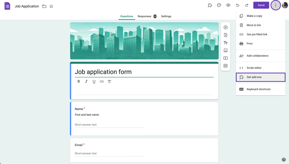 Get add-ons for your form