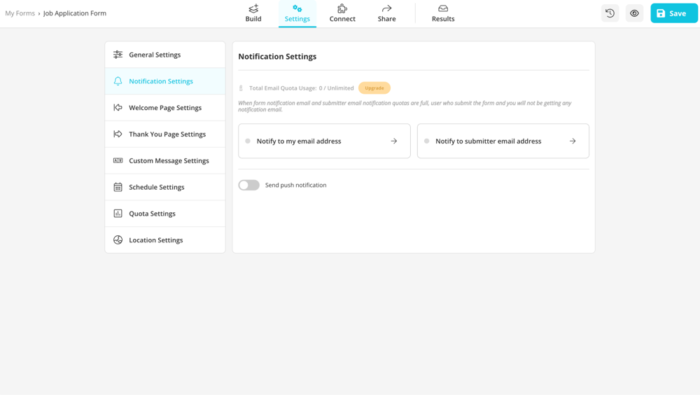 Click the notification settings