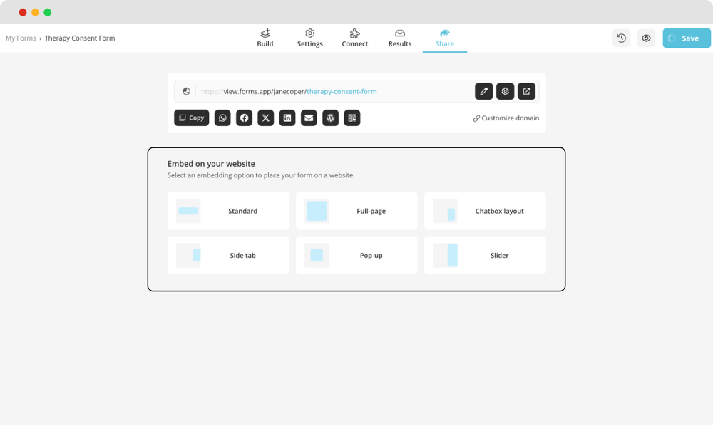 Elija una opción de incrustación para su sitio web