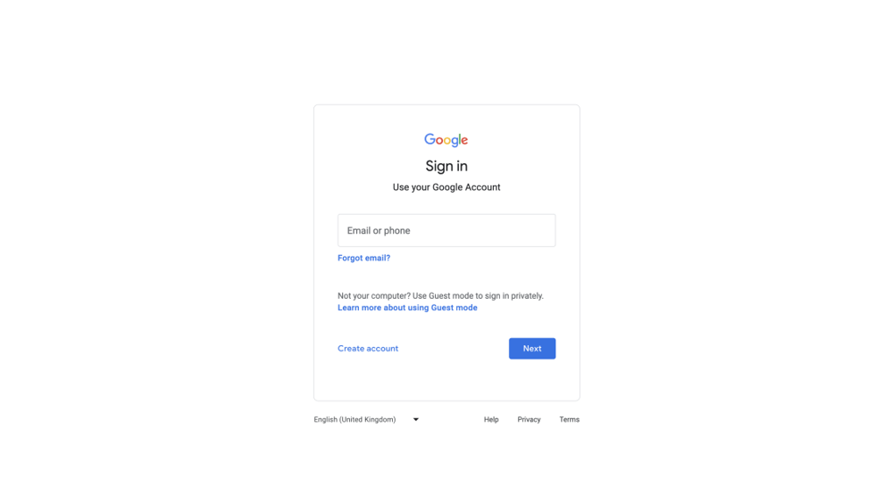 Inicie sesión en su cuenta de Google