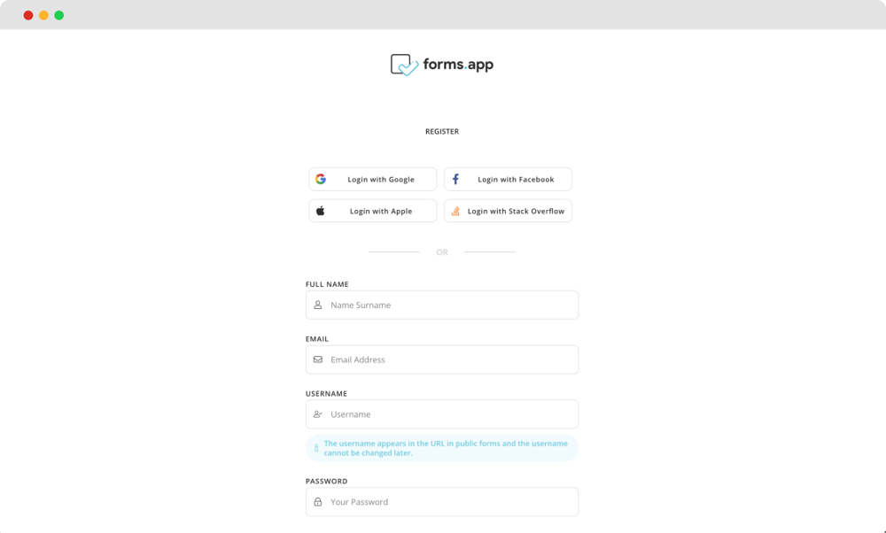 Creando una cuenta en forms.app