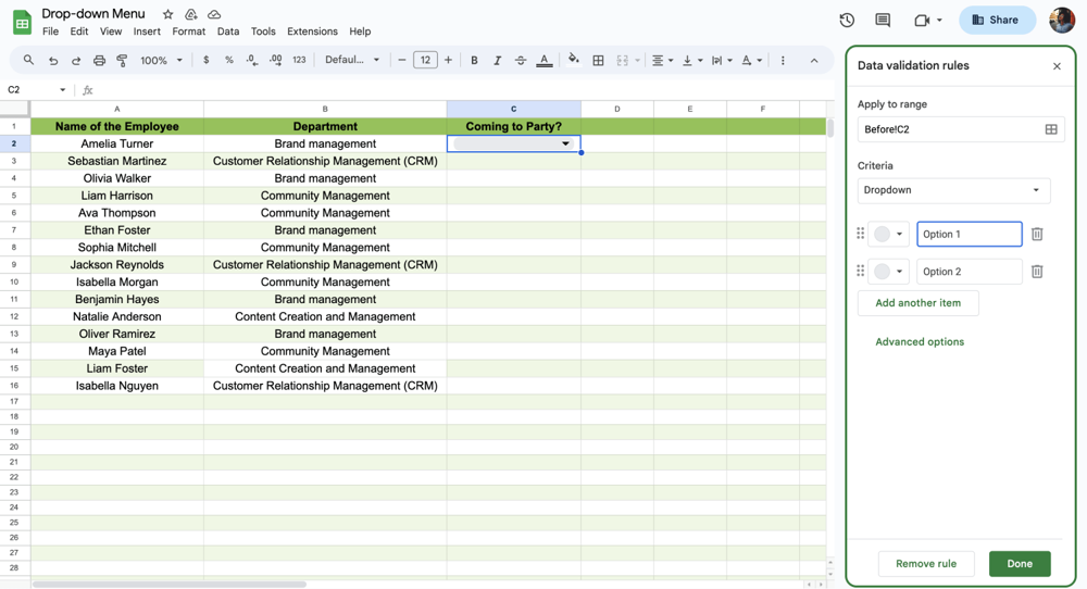 Add items to your dropdown menu