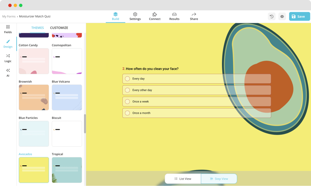 Changing the design of your quiz