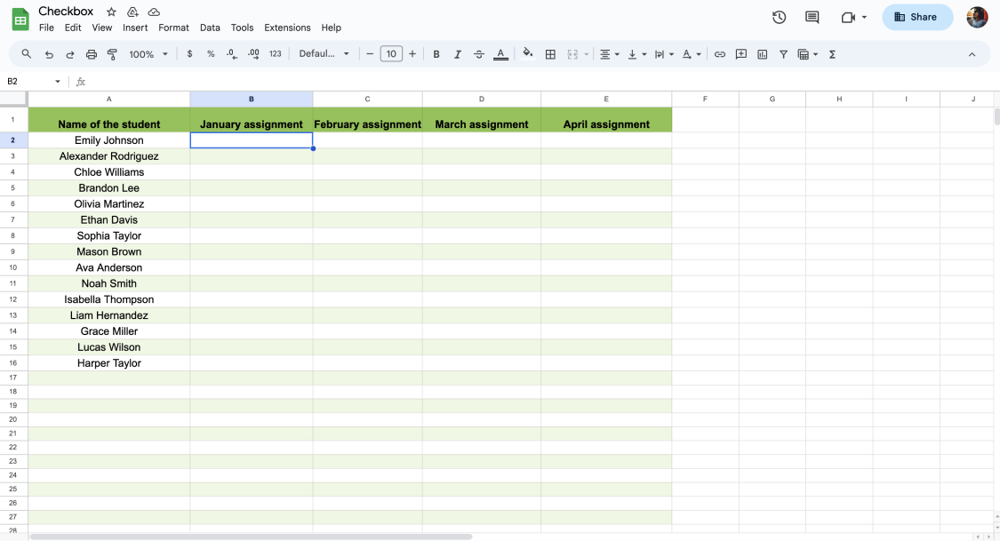 Seleccionar la celda para la casilla de verificación