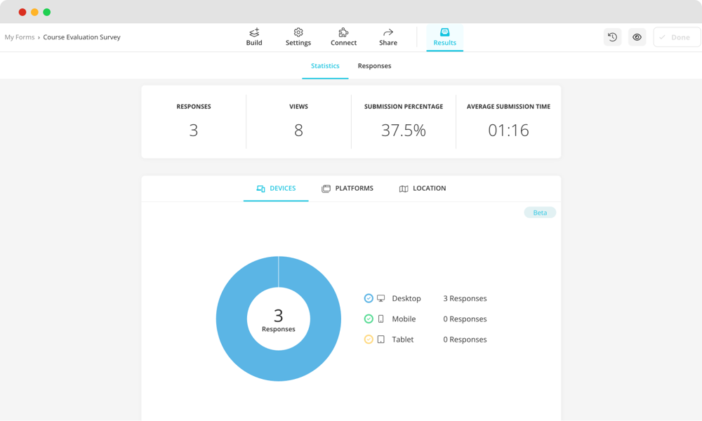 Check statistics to analyze the results