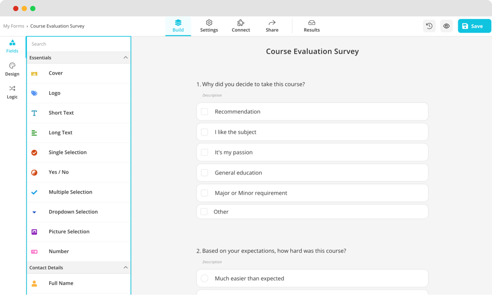 Add questions to your survey
