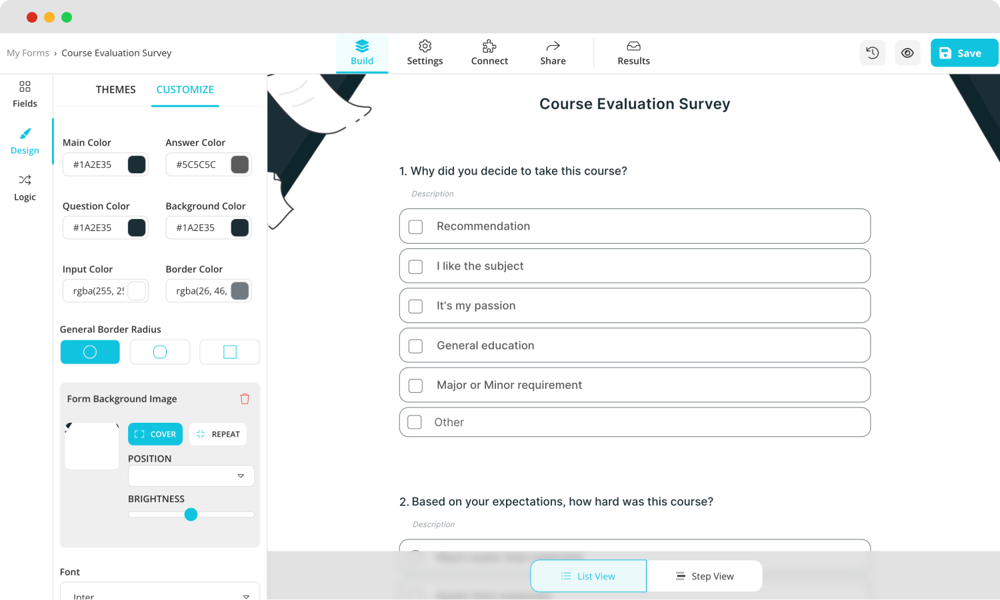 Customize your survey