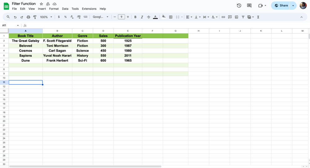 Haz clic en una celda para comenzar