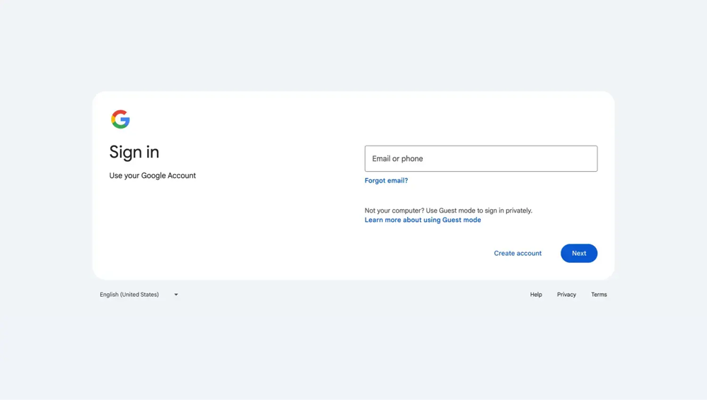 Log into your Google account