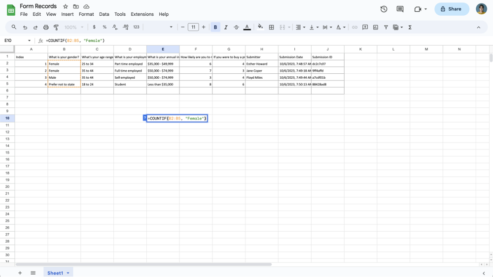 Do the COUNTIF method