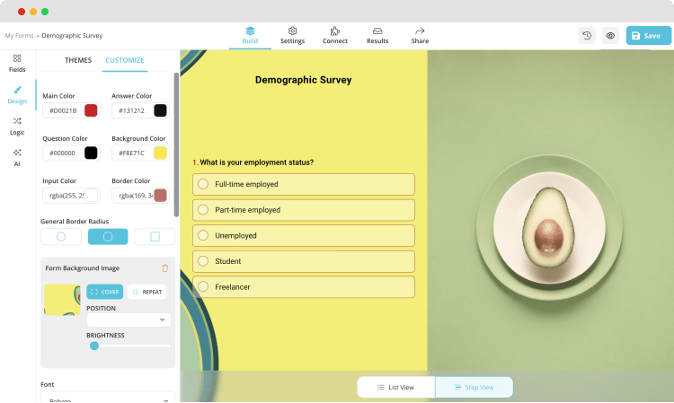 Changing colors, border shapes, and more