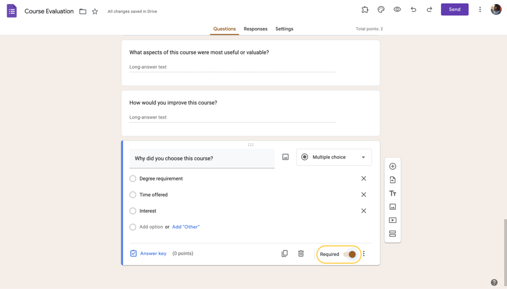 Choose if it should be required or not