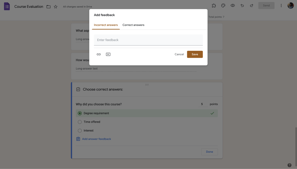 Give additional feedback