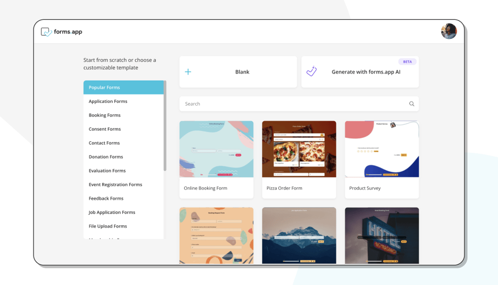 Choose a starting option for your form