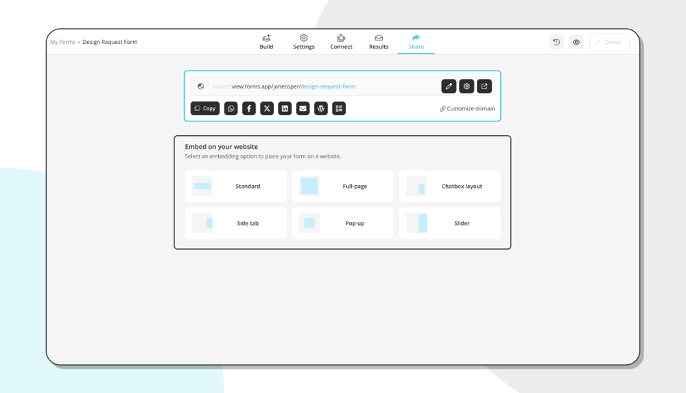 Choose a sharing option for your form
