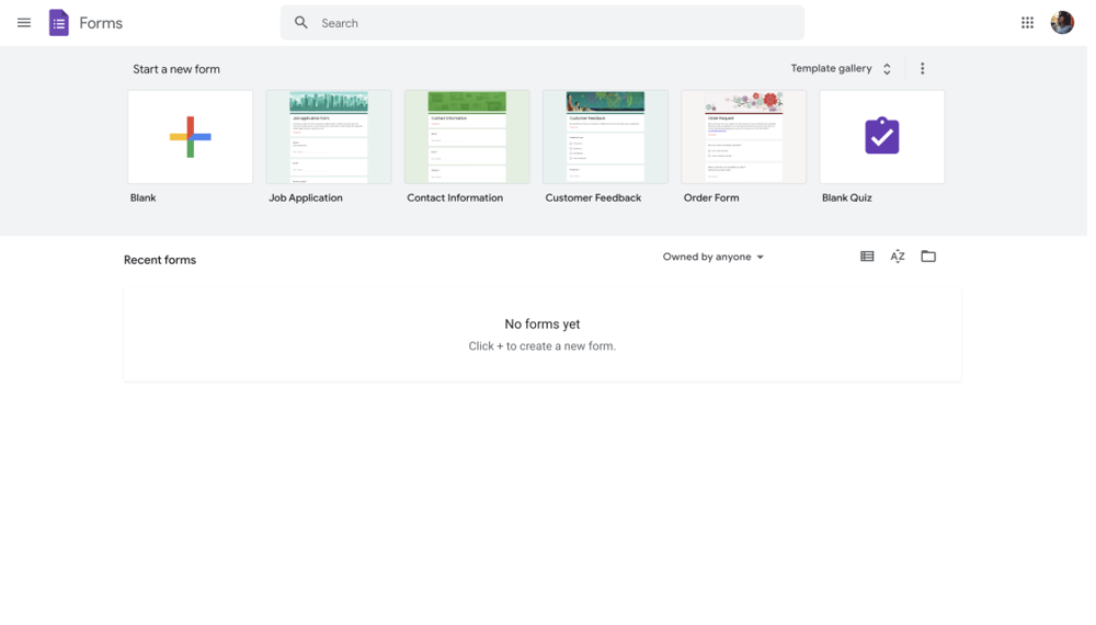 Login to your Google Forms account
