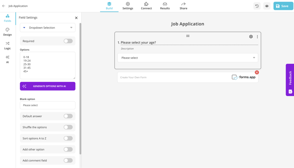 Customize the dropdown
