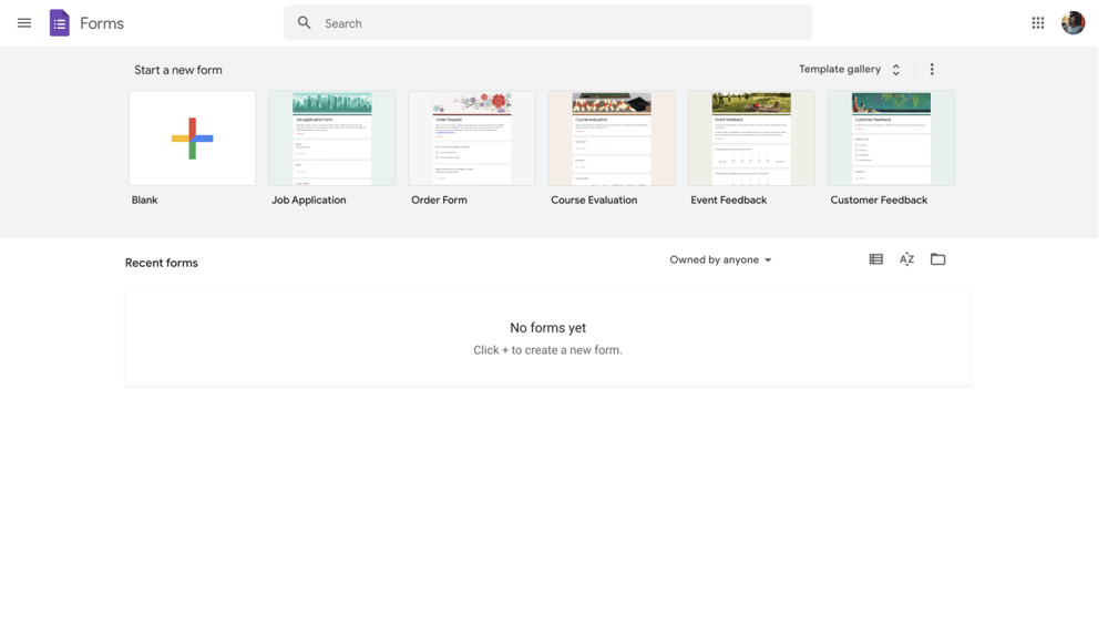 Sign up or sign in to Google Forms