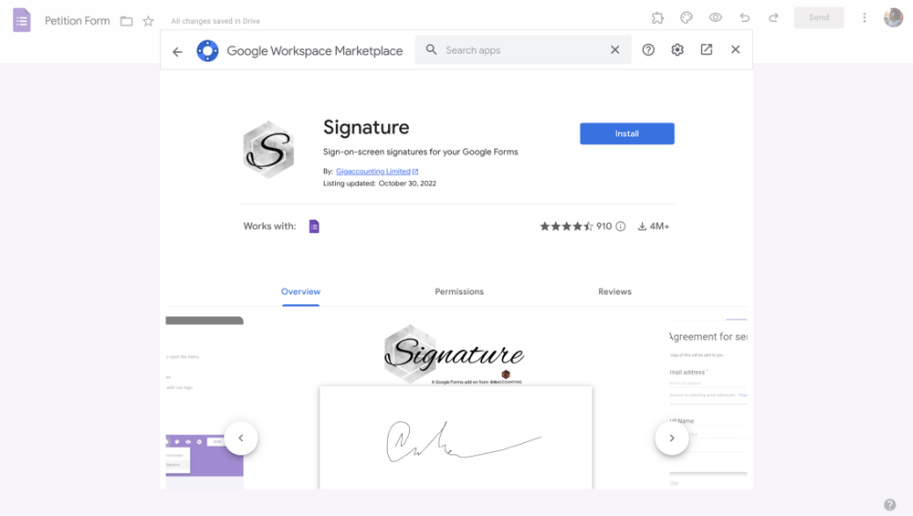 Install an add-on for signatures
