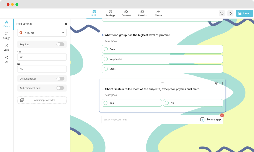 Adding a Yes/No question