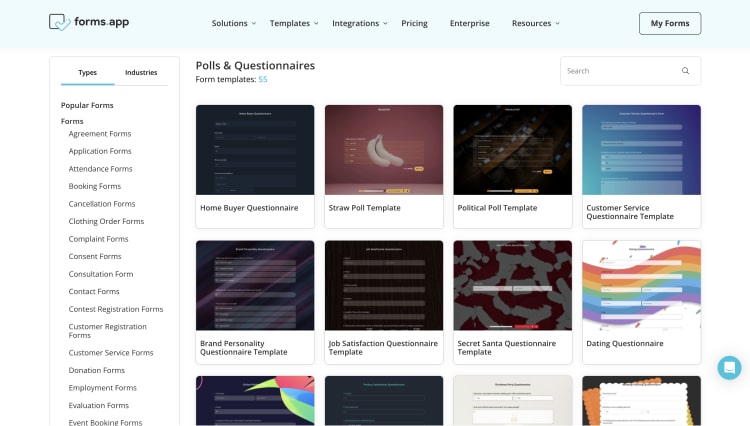 Choose a poll template on forms.app