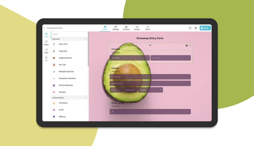 Build an eye-catching giveaway entry form