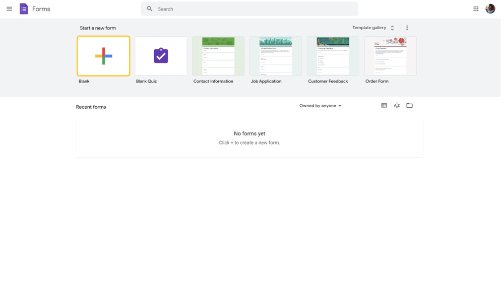 Create a form on Google Forms