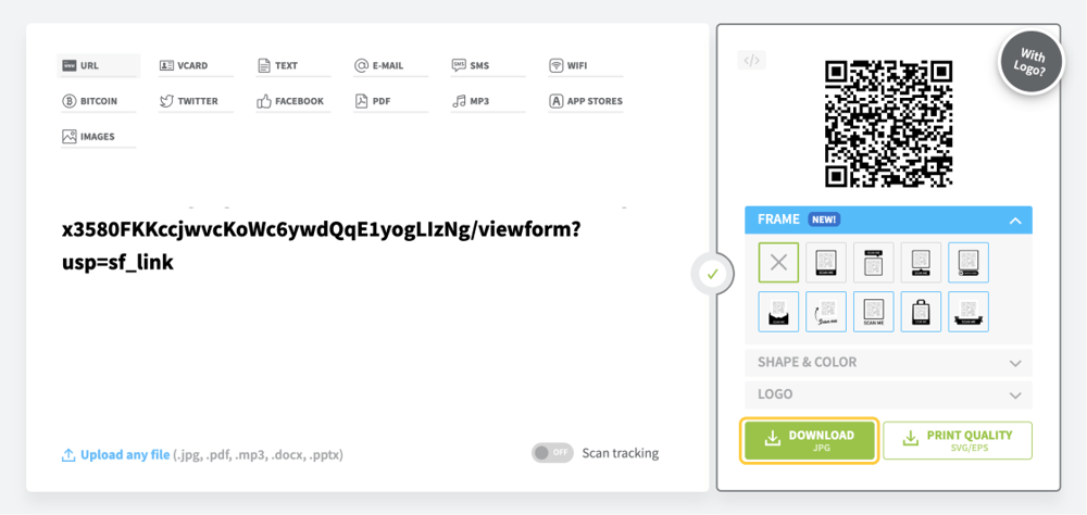 Download your QR code