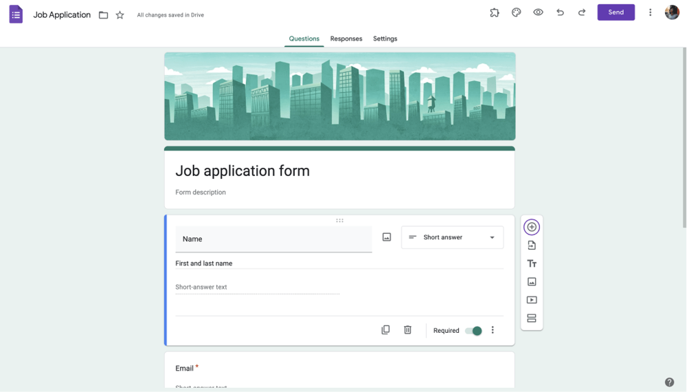 Create your form and add a question