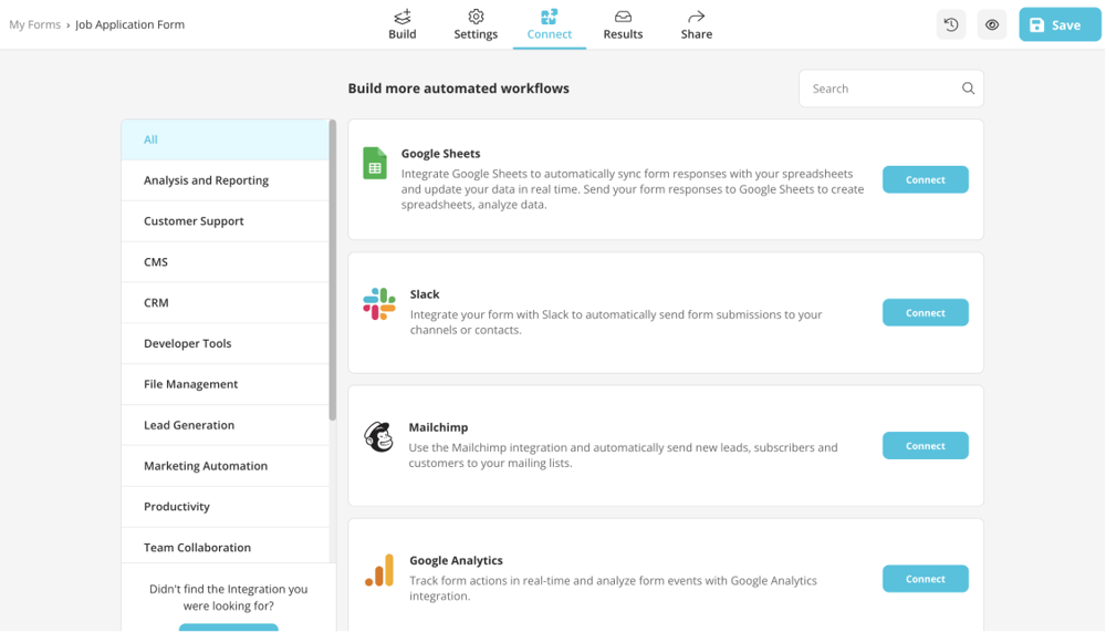 forms.app's integration options