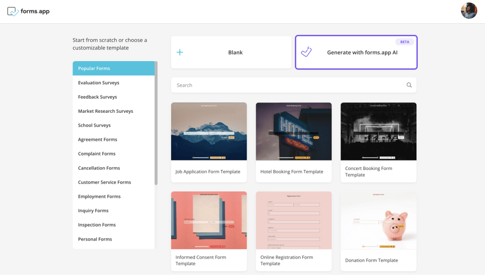 Wählen Sie forms.app AI