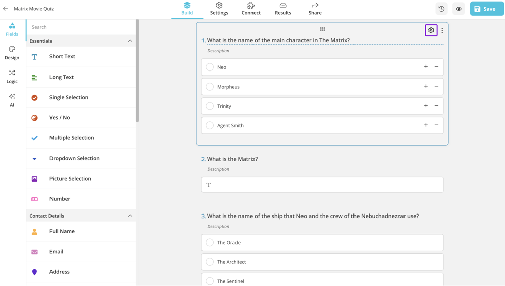 Feld-Einstellungen öffnen