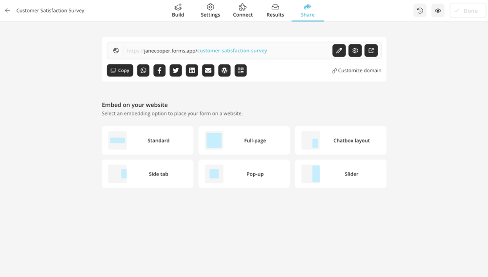 Preview and choose the most appropriate sharing option for your needs