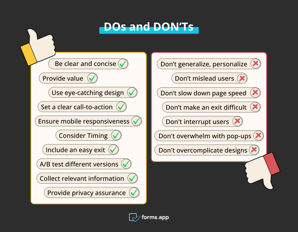 DOs and DON’Ts of popup forms &amp; surveys